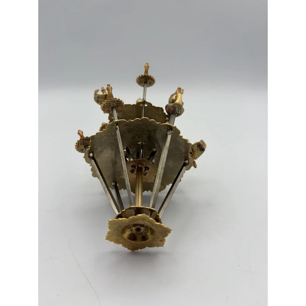 Vintage Toledo Spain Appetizer Swords Set of 12 Brass Cocktail Picks Stand